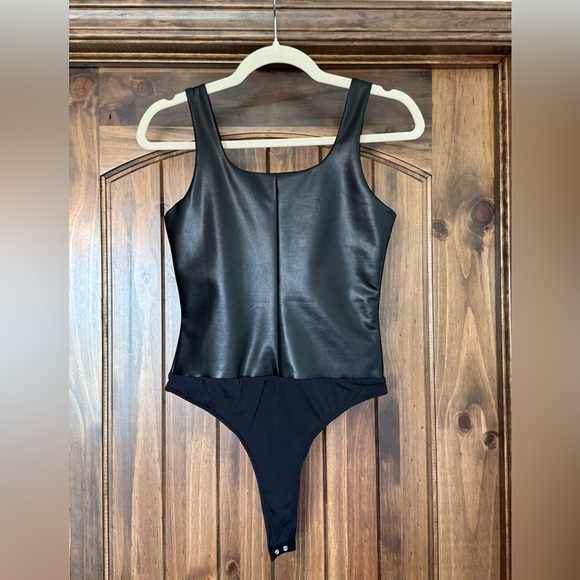 Francesca’s Blue Rain Faux Leather Bodysuit – Black, Women’s Small - Picture 3 of 8
